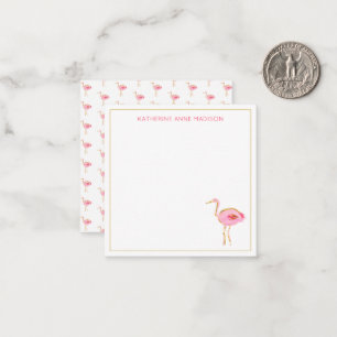 Tropical Pink and Gold Flamingos Note Card