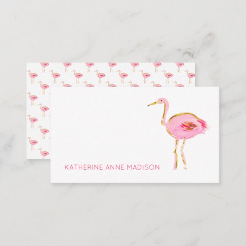 Tropical Pink and Gold Flamingos Note Card