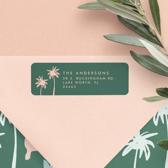 Tropical pink and green elegant modern minimal label (Creator Uploaded)