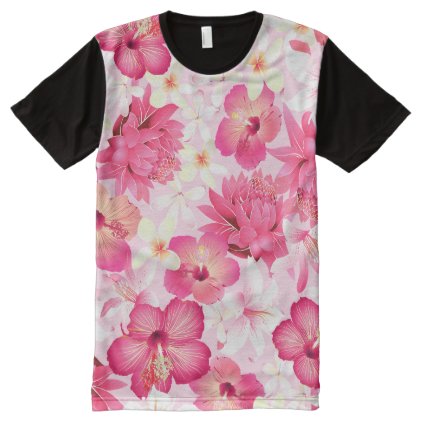 Tropical pink and white flowers All-Over-Print shirt