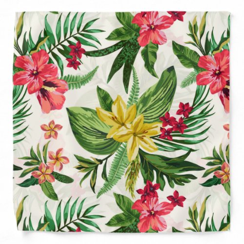 Tropical Pink And Yellow Flowers Bandana