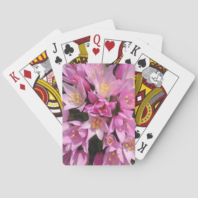 Tropical Pink and Yellow Flowers Poker Cards (Back)