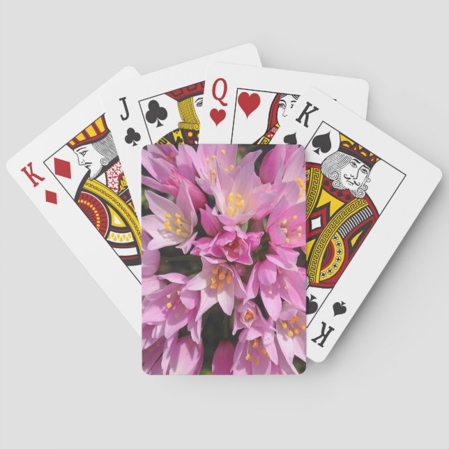 Tropical Pink and Yellow Flowers Poker Cards (Back)