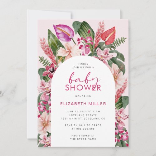 Tropical Pink Baby Shower Invitation