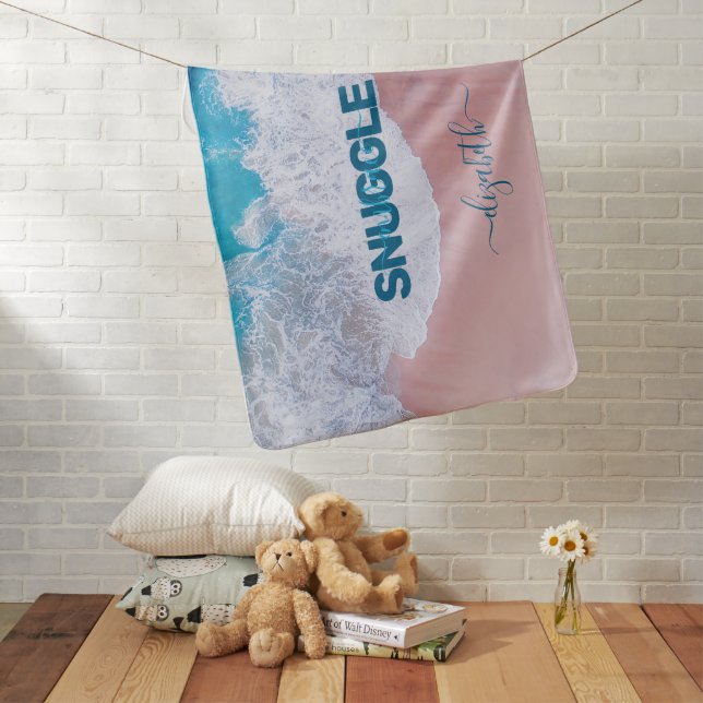 Tropical Pink Beach Bermuda Baby Blanket (In Situ)