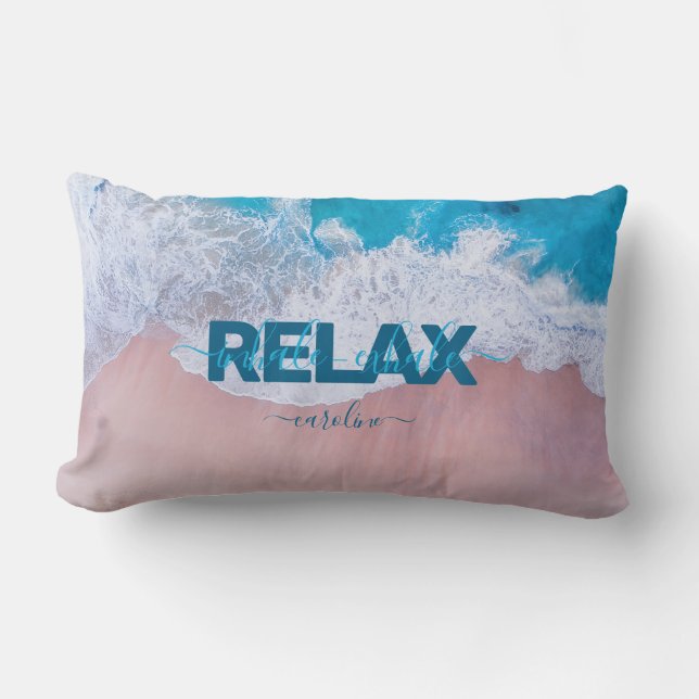 Tropical Pink Beach Bermuda Lumbar Pillow (Front)