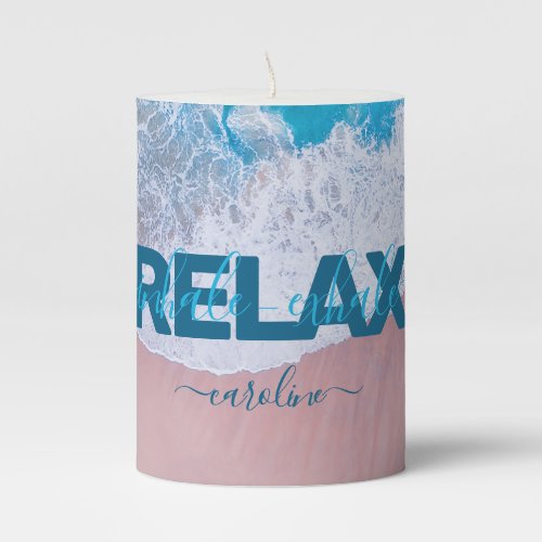 Tropical Pink Beach Bermuda Pillar Candle