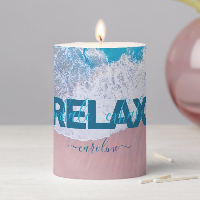 Tropical Pink Beach Bermuda Pillar Candle (In Situ)