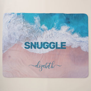 Tropical Pink Beach Bermuda Sherpa Blanket