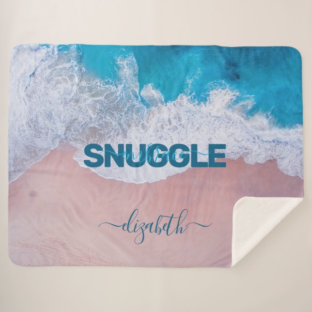 Tropical Pink Beach Bermuda Sherpa Blanket (Front (Horizontal))