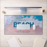 Tropical Pink Beach Bermuda Vacation Desk Mat<br><div class="desc">An aerial view of a pink beach with turquoise water in Bermuda. Are you in need of a beach vacation? We can sympathize. Beach holidays are the best, and this desk mat will occasionally remind you to treat yourself to a nice break. Add your name for personalization. You can also...</div>