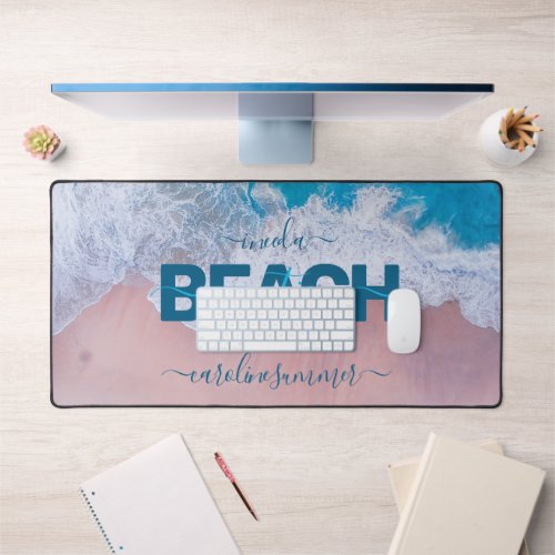 Tropical Pink Beach Bermuda Vacation Desk Mat