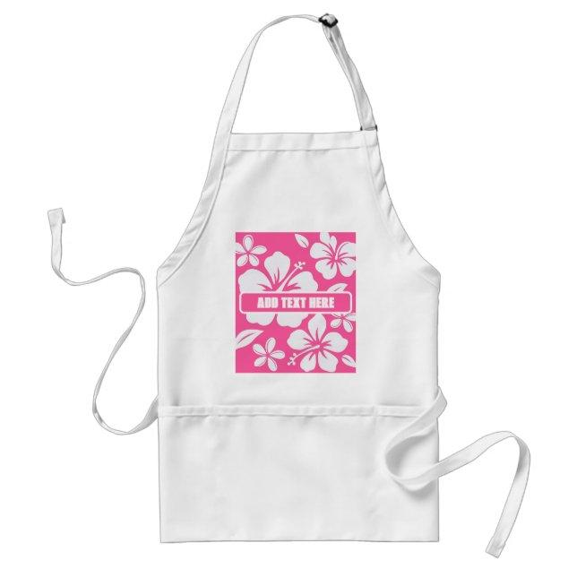 Tropical Pink Beach Flowers Adult Apron (Front)