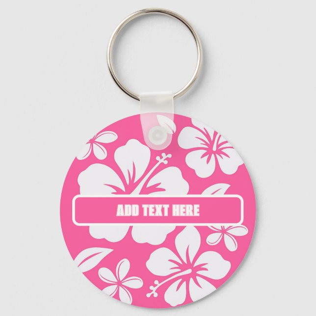 Tropical Pink Beach Flowers Keychain (Front)