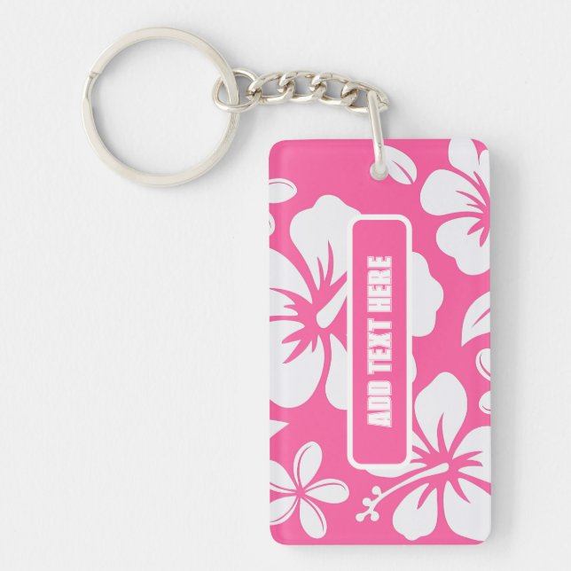 Tropical Pink Beach Flowers Keychain (Front)