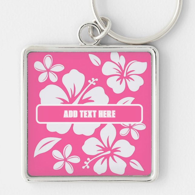 Tropical Pink Beach Flowers Keychain (Front)