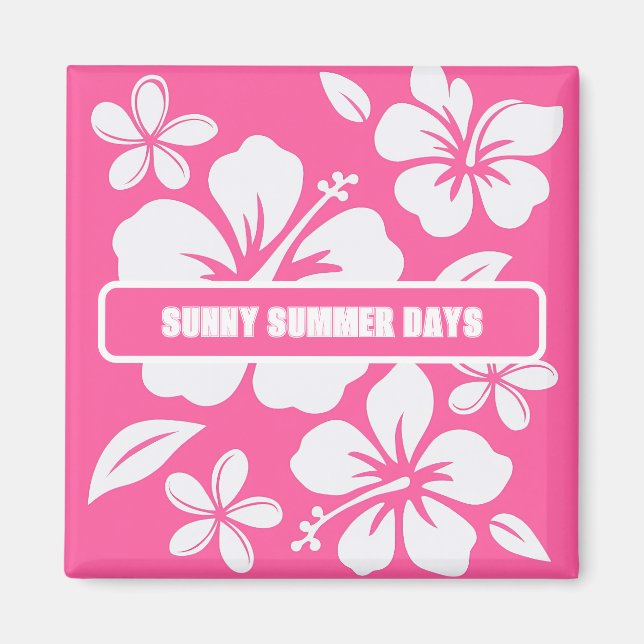 Tropical Pink Beach Flowers Magnet (Front)