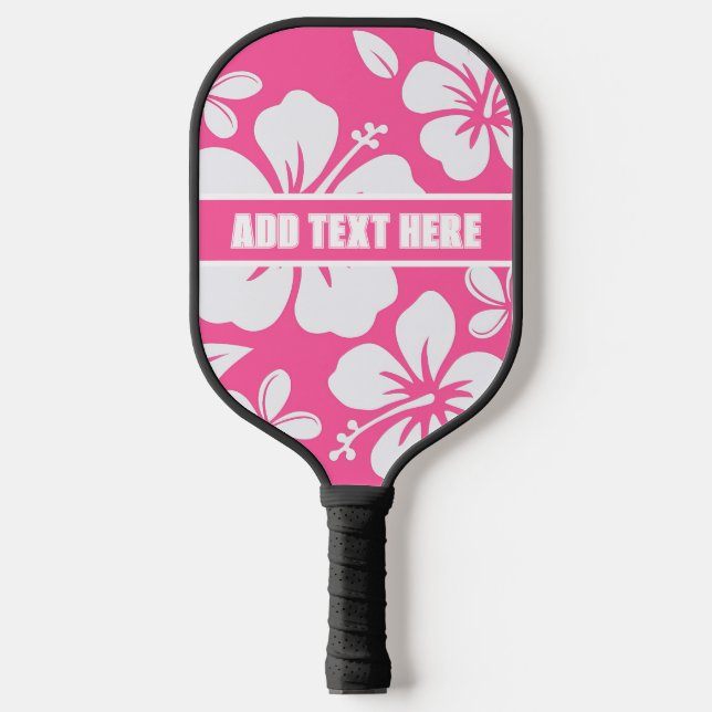 Tropical Pink Beach Flowers Pickleball Paddle (Front)