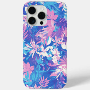 🌺 Tropical Pink & Blue Floral Pattern - Fresh & V iPhone 15 Pro Max Case