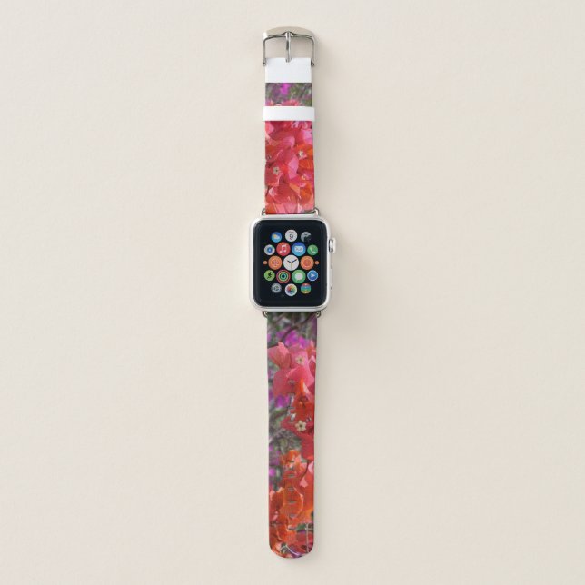 Tropical Pink Bougainvillea Island Floral Apple Watch Band (Front)