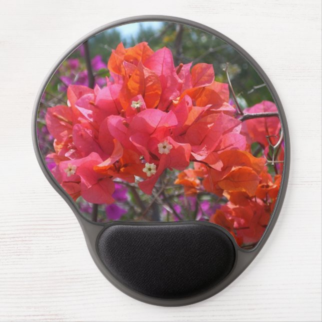 Tropical Pink Bougainvillea Island Floral Gel Mouse Pad (Front)