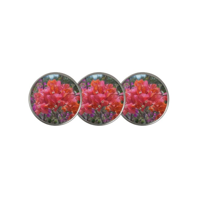 Tropical Pink Bougainvillea Island Floral Golf Ball Marker (3 Up)