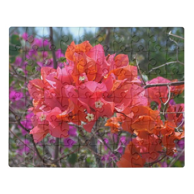 Tropical Pink Bougainvillea Island Floral Jigsaw Puzzle (Puzzle Horizontal)