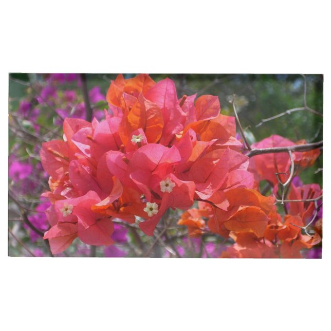 Tropical Pink Bougainvillea Island Floral Place Card Holder (Front)