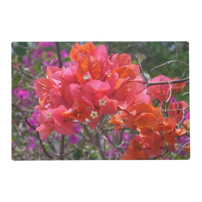 Tropical Pink Bougainvillea Island Floral Placemat (Front)