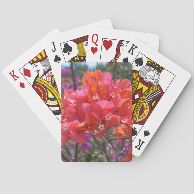 Tropical Pink Bougainvillea Island Floral Poker Cards (Back)