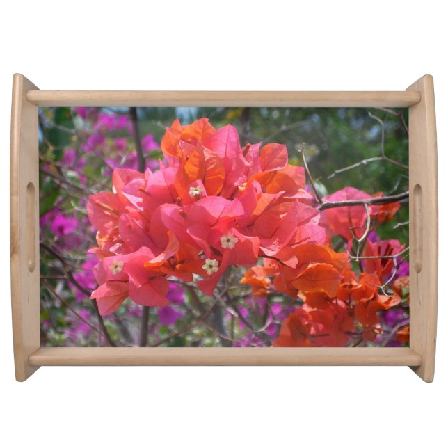 Tropical Pink Bougainvillea Island Floral Serving Tray (Front)