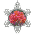 Tropical Pink Bougainvillea Island Floral Snowflake Pewter Christmas Ornament