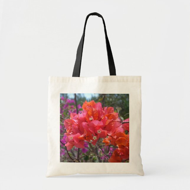 Tropical Pink Bougainvillea Island Floral Tote Bag (Front)