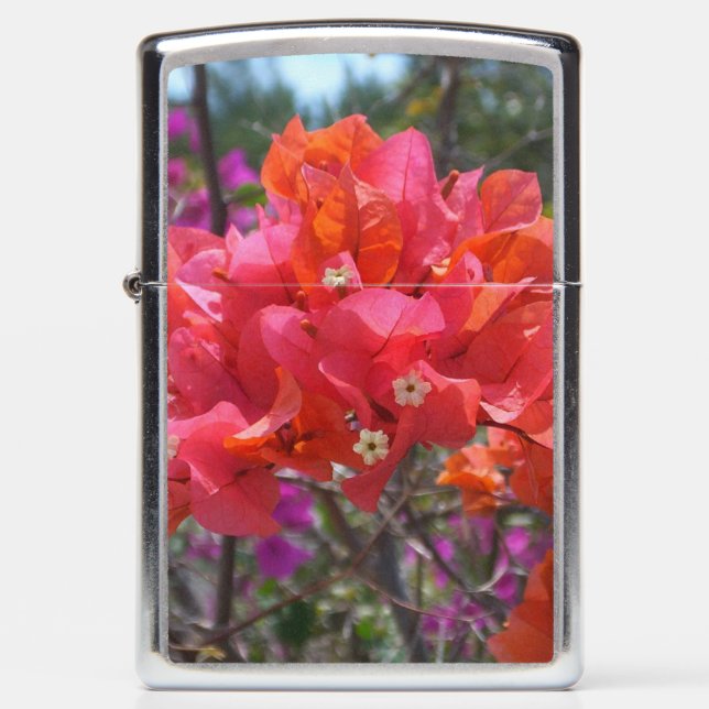 Tropical Pink Bougainvillea Island Floral Zippo Lighter (Front)