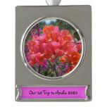 Tropical Pink Bougainvillea Silver Plated Banner Ornament