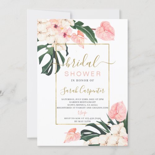 Tropical Pink Bridal Shower invitation