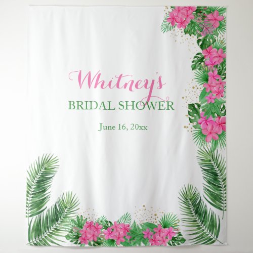 Tropical Pink Bridal Shower Photo Backdrop 