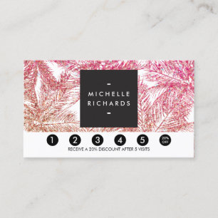 Tropical Pink/Bronze Glitter Palms Loyalty Card