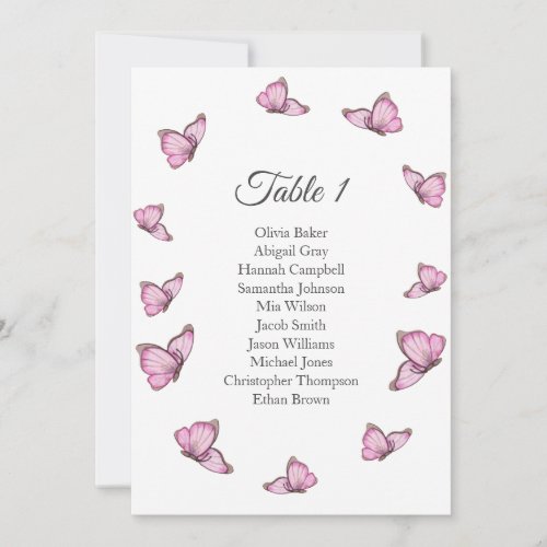 Tropical pink butterflies Wedding Seating charts  Invitation