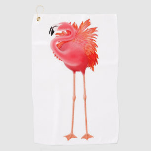 Tropical Pink Caribbean Flamingo Golf Towel