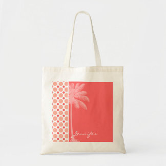 Tropical Pink & Coral Polka Dots Tote Bag