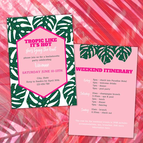 Tropical Pink Destination Bachelorette Weekend Invitation