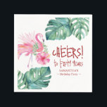 Tropical Pink Flamingo 50th Birthday Theme Napkins<br><div class="desc">Celebrate your milestone in style with these cocktail napkins personalized for a fun-in-the-sun 50th birthday bash. Featuring a fun pink flamingo design, these watercolor tropical napkins bring a playful twist to your party and are perfect for summer luau themes. The hand-lettered phrase “Cheers to fifty years” adds a festive touch...</div>