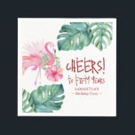 Tropical Pink Flamingo 50th Birthday Theme Napkins<br><div class="desc">Celebrate your milestone in style with these cocktail napkins personalized for a fun-in-the-sun 50th birthday bash. Featuring a fun pink flamingo design, these watercolor tropical napkins bring a playful twist to your party and are perfect for summer luau themes. The hand-lettered phrase “Cheers to fifty years” adds a festive touch...</div>
