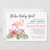 Tropical Pink Flamingo Aloha Baby Girl Shower Invitation (Front)