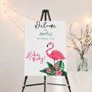 Tropical Pink Flamingo Aloha Baby Shower - Welcome Foam Board
