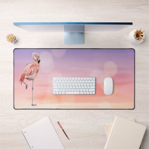 Tropical Pink Flamingo Art Sunset Desk Mat Pad