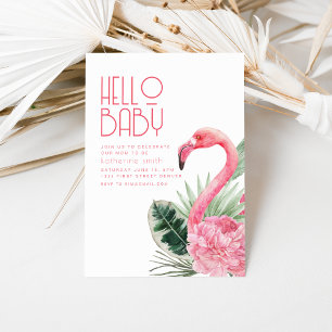 Tropical Pink Flamingo Baby Shower Invitation