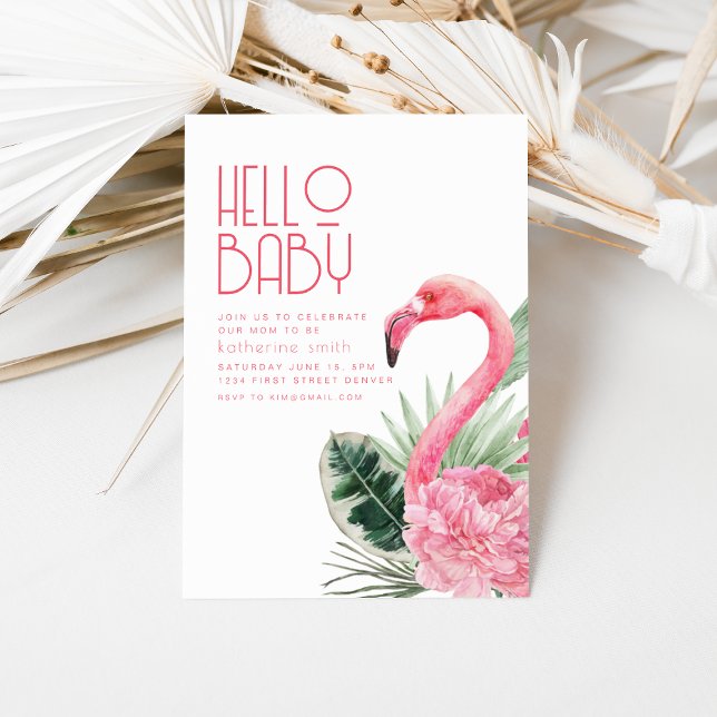 Tropical Pink Flamingo Baby Shower Invitation (Creator Uploaded)