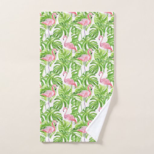 Tropical Pink Flamingo Bath Towel Set Zazzle